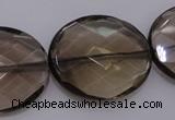 CSQ215 25*30mm faceted oval grade AA natural smoky quartz beads