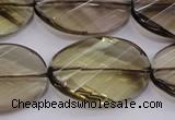 CSQ230 20*30mm faceted & twisted oval grade AA natural smoky quartz beads