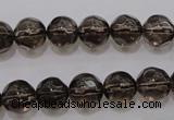 CSQ240 15.5 inches 10mm faceted round grade AA natural smoky quartz beads