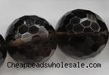 CSQ248 15.5 inches 25mm faceted round grade AA natural smoky quartz beads