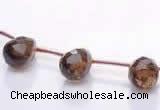 CSQ32 Top drilled 8*12mm faceted teardrop natural smoky quartz beads