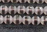 CSQ507 15.5 inches 8mm faceted round matte smoky quartz beads