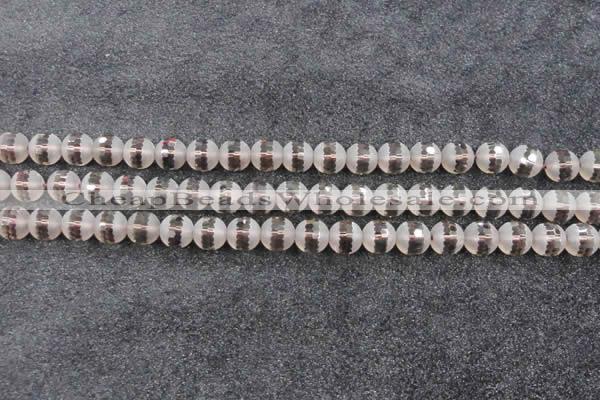 CSQ508 15.5 inches 10mm faceted round matte smoky quartz beads