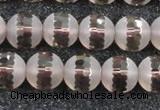 CSQ509 15.5 inches 12mm faceted round matte smoky quartz beads