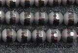 CSQ512 15.5 inches 8mm faceted round matte smoky quartz beads