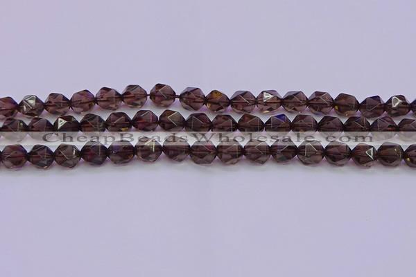 CSQ523 15.5 inches 10mm faceted nuggets smoky quartz beads