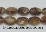 CSS107 15.5 inches 10*14mm faceted oval natural sunstone beads wholesale