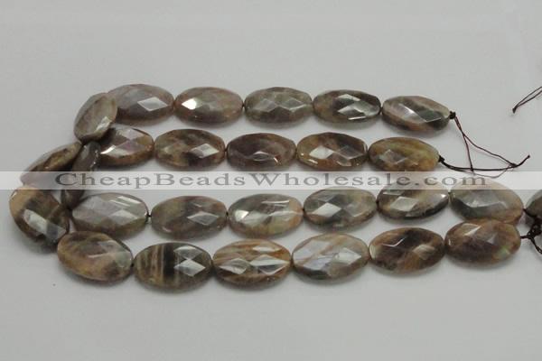 CSS109 15.5 inches 20*30mm faceted oval natural sunstone beads wholesale