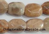 CSS258 15.5 inches 15*20mm faceted rectangle natural sunstone beads