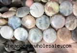 CSS421 15.5 inches 25mm flat round sunstone beads wholesale