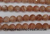 CSS502 15.5 inches 7mm faceted round natural golden sunstone beads