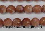 CSS506 15.5 inches 11mm faceted round natural golden sunstone beads