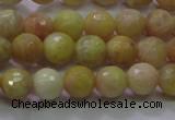 CSS611 15.5 inches 6mm faceted round yellow sunstone gemstone beads