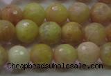 CSS612 15.5 inches 8mm faceted round yellow sunstone gemstone beads