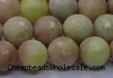 CSS614 15.5 inches 12mm faceted round yellow sunstone gemstone beads