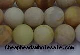 CSS624 15.5 inches 12mm round matte yellow sunstone gemstone beads