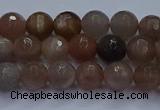 CSS641 15.5 inches 6mm faceted round sunstone gemstone beads