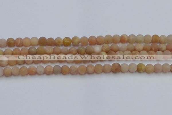 CSS651 15.5 inches 6mm round matte sunstone beads wholesale