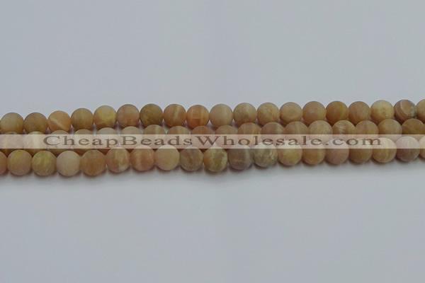 CSS652 15.5 inches 8mm round matte sunstone beads wholesale