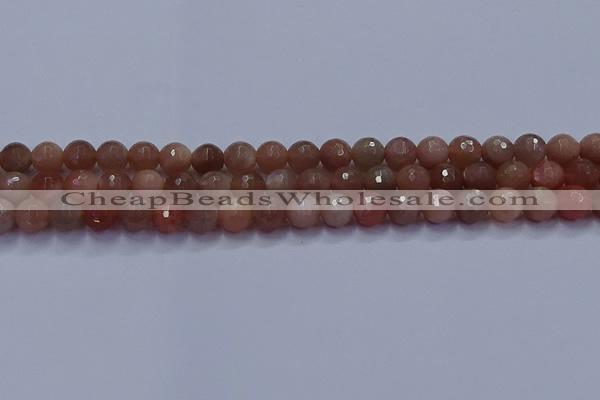 CSS672 15.5 inches 8mm faceted round sunstone gemstone beads