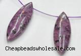 CSU25 AB grade 20*60mm flat rice dyed natural sugilite beads