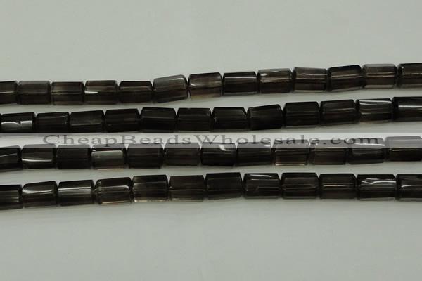 CTB100 15.5 inches 8*12mm faceted tube smoky quartz beads