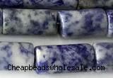 CTB1034 15 inches 8*16mm - 8*18mm tube blue spot stone beads