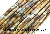 CTB1068 15 inches 4*13mm tube picture jasper beads wholesale