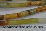 CTB324 15.5 inches 4*13mm tube flower jade beads wholesale