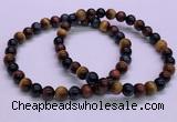 CTB35 7.5 inches 6mm round colorful tiger eye beaded bracelets