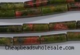 CTB350 15.5 inches 4*13mm tube unakite beads wholesale