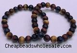 CTB36 7.5 inches 8mm round colorful tiger eye beaded bracelets