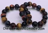 CTB39 7.5 inches 14mm round colorful tiger eye beaded bracelets