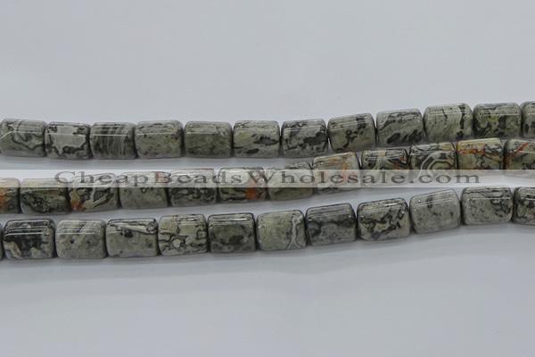 CTB525 15.5 inches 10*13mm triangle grey picture jasper beads wholesale