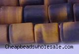 CTB574 15.5 inches 10*13mm triangle matte yellow tiger eye beads