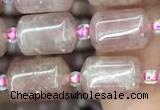 CTB604 15.5 inches 8*12mm tube strawberry quartz beads wholesale