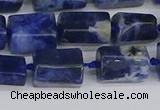 CTB735 15.5 inches 6*10mm - 8*12mm faceted tube sodalite beads