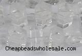 CTB750 15.5 inches 6*10mm - 8*12mm faceted tube white crystal beads