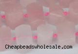 CTB751 15.5 inches 6*10mm - 8*12mm faceted tube rose quartz beads