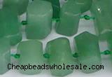 CTB756 15.5 inches 6*10mm - 8*12mm faceted tube green aventurine beads