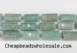 CTB852 13*25mm - 15*28mm faceted flat tube amazonite beads