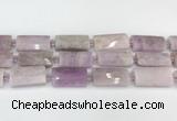 CTB854 13*25mm - 15*28mm faceted flat tube kunzite beads