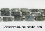 CTB857 13*25mm - 15*28mm faceted flat tube labradorite beads