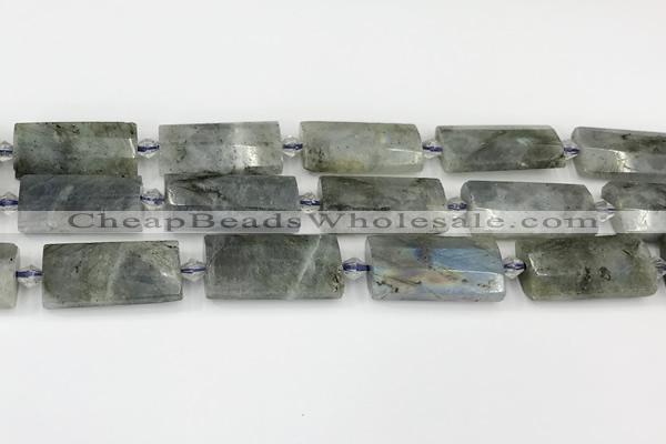 CTB857 13*25mm - 15*28mm faceted flat tube labradorite beads