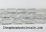 CTB860 13*25mm - 15*28mm faceted flat tube white crystal beads