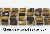 CTB874 13*25mm - 14*19mm faceted tube yellow tiger eye beads