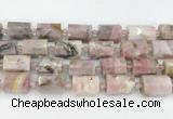 CTB883 13*25mm - 14*19mm faceted tube pink opal beads