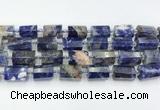 CTB889 15.5 inches 13*25mm - 14*19mm faceted tube sodalite beads