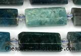 CTB932 13*25mm - 15*28mm faceted flat tube apatite beads