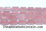 CTB943 15 inches 13*25mm - 14*19mm faceted tube rose quartz beads